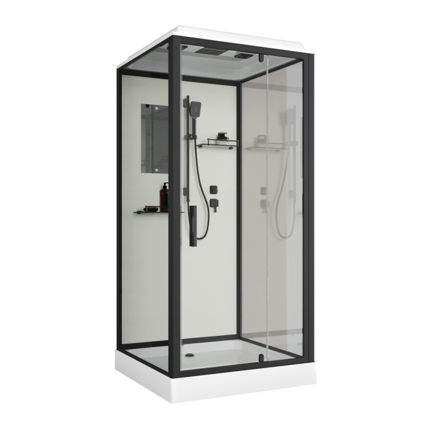 Душевая кабина Niagara Standart ST100/15Q/BL (100х100х215) поддон 15см,распашная,черный,3 места