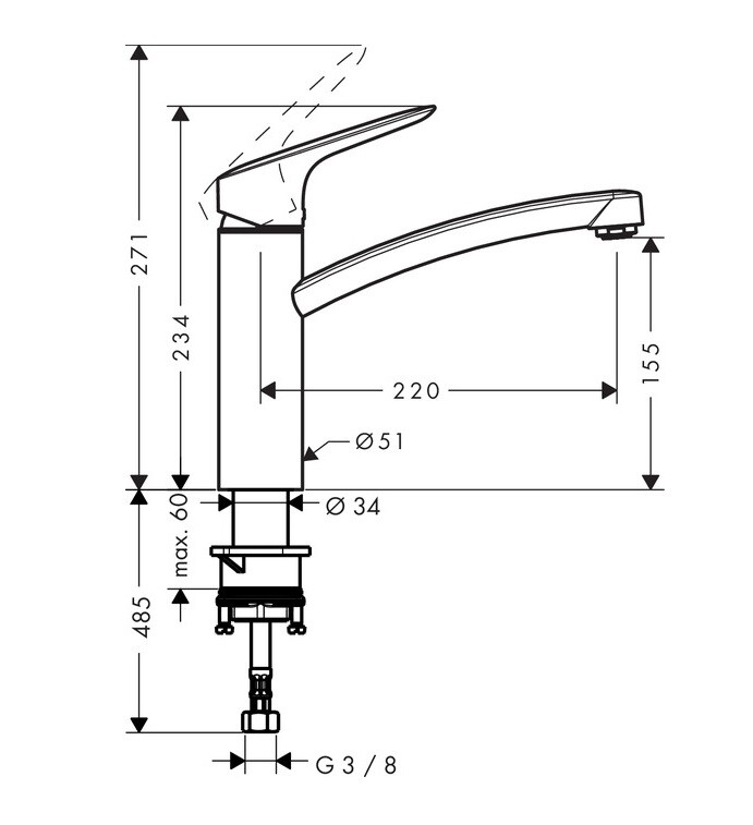Hansgrohe Logis 160 71832000 смеситель для кухни хром