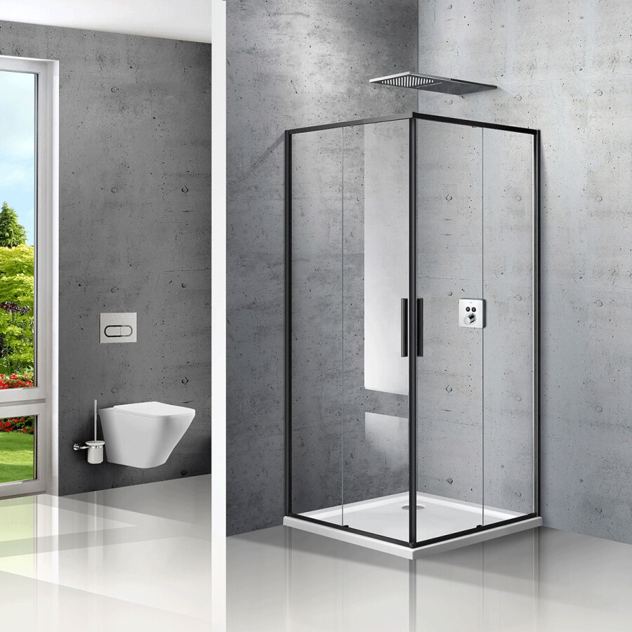 Vincea Slim душевой уголок VSS-2SL8010CLB-L 100х80 черный, стекло прозрачное