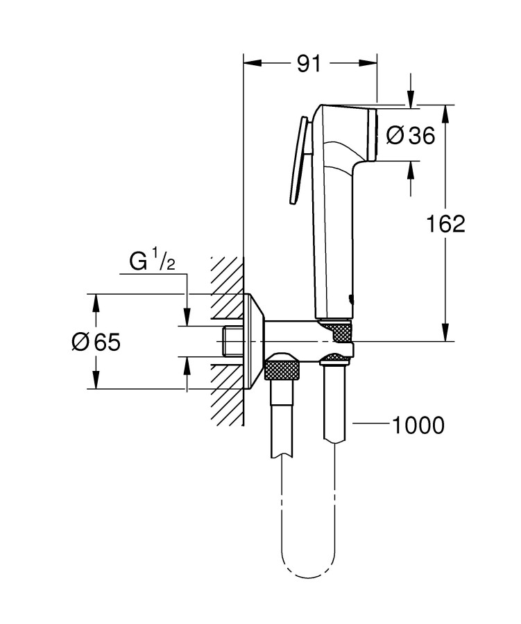 Grohe BauClassic 124902-B смеситель с гигиеническим душем хром