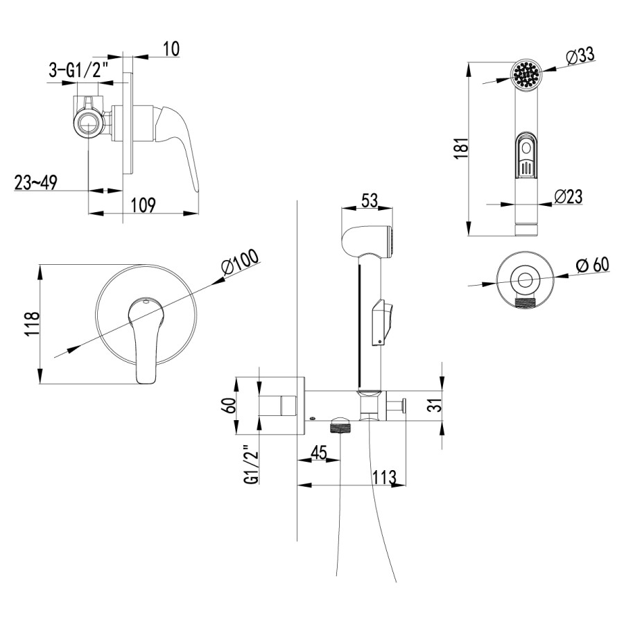 Lemark LM1219C Advance plus смеситель с гигиеническим душем хром
