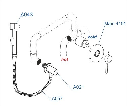 WasserKRAFT A14157 встраиваемый смеситель с гигиеническим душем хром
