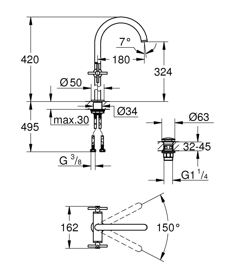 Grohe Atrio New 21044003 смеситель для раковины