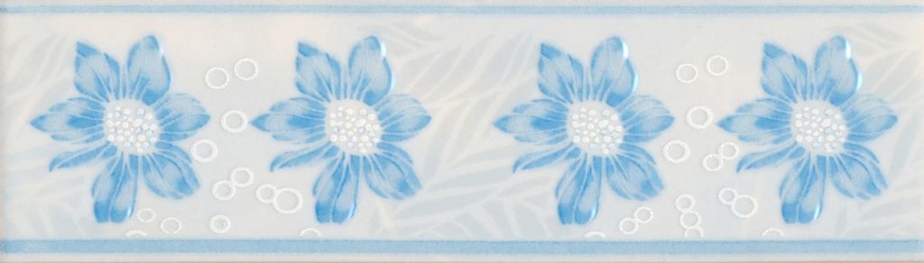 Газкерамика Валентино Георгин, Цветы 20х5см бордюр настенный голубой глянцевый
