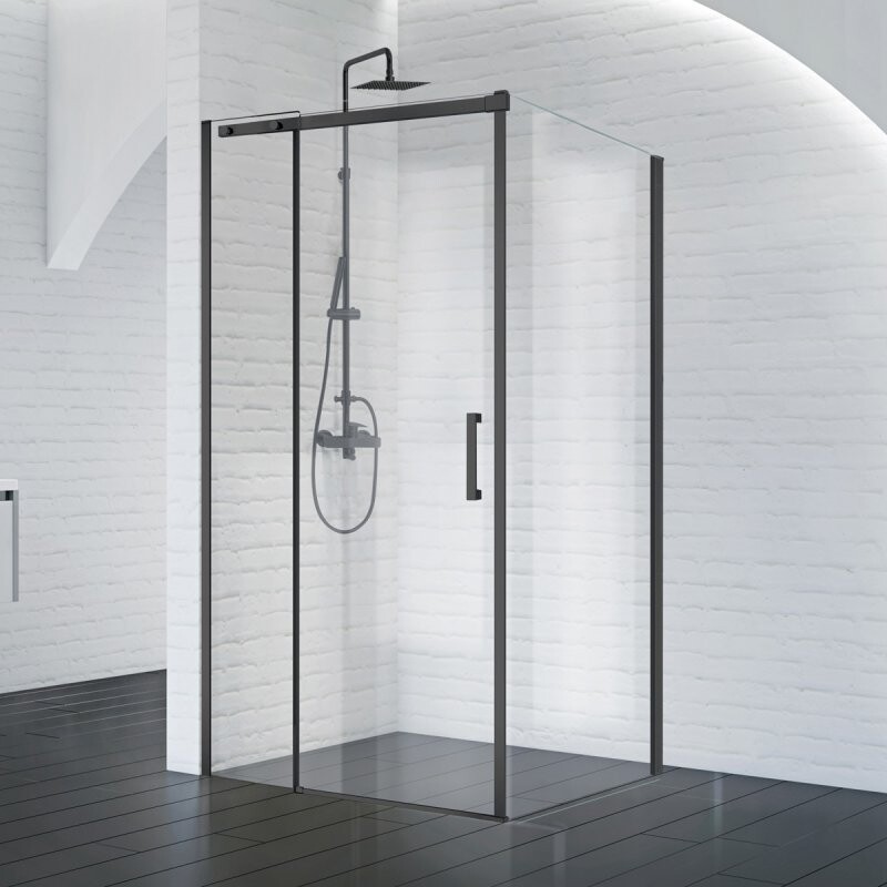 BelBagno Acqua душевой уголок 120х90 см, прозрачный, черный ACQUA-AH-1-120/90-C-NERO