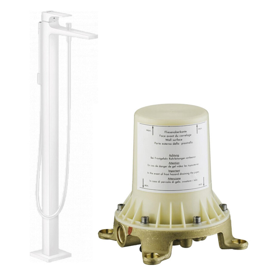 Hansgrohe 32532700S Set HG Metropol смеситель для ванны напольный (32532700+10452180), матовый белый