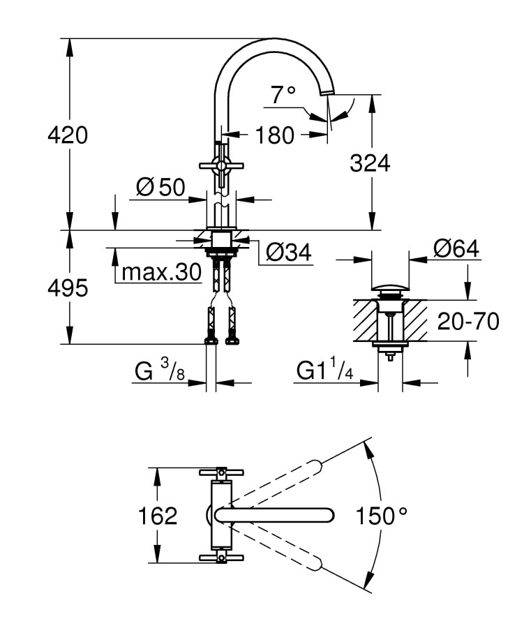 Grohe Atrio New 21044AL3 смеситель для раковины