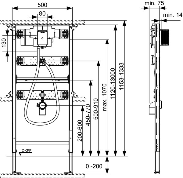 TECE Profil U2 9320013 инсталляция для писсуара