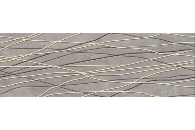 Уралкерамика Грейс 20х60 см декор настенный серый полоски