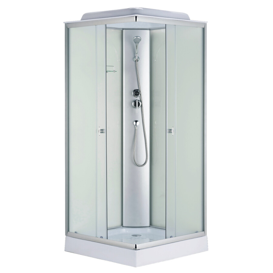 Душевая кабина Loranto 980х980х2150 белое заднее стекло, поддон 14 см, матовое стекло 4 мм, профиль хром матовый CS-992EATM/W-100