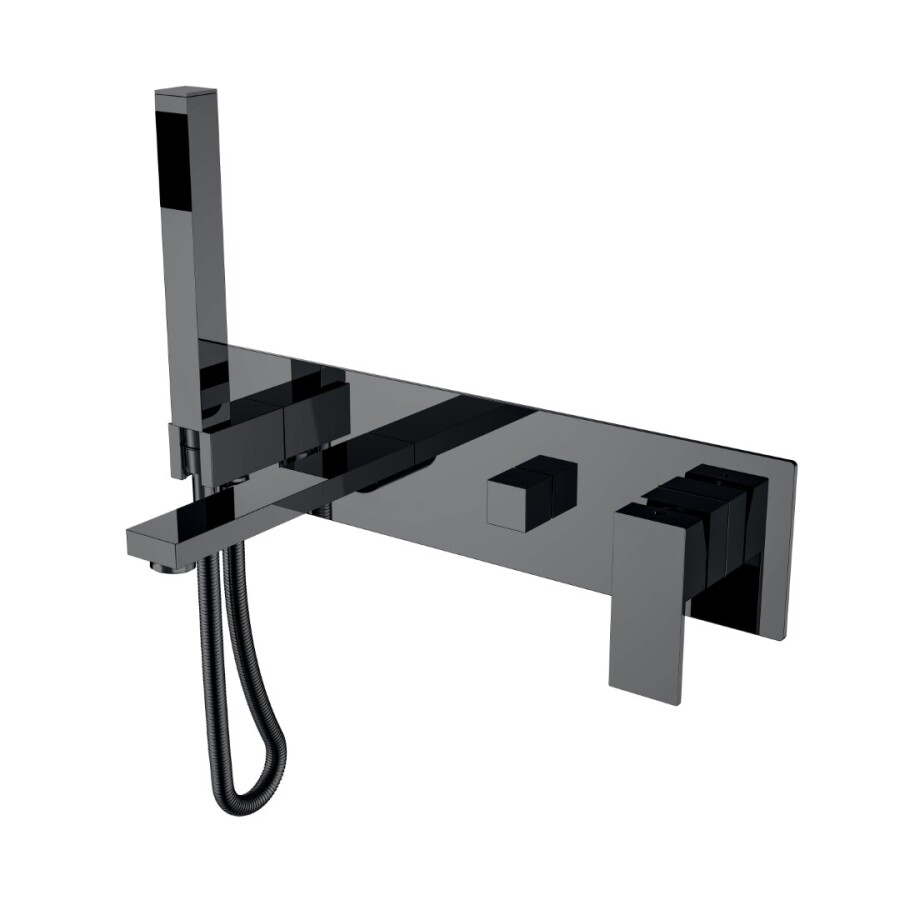 Смеситель для ванны с душевым гарнитуром Boheme Qubic Shine Gun Metal 474-2-SGM