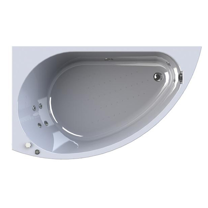 Wachter Бергамо 168x100 см ванна акриловая асимметричная с гидромассажем и фронтальной панелью хром левая