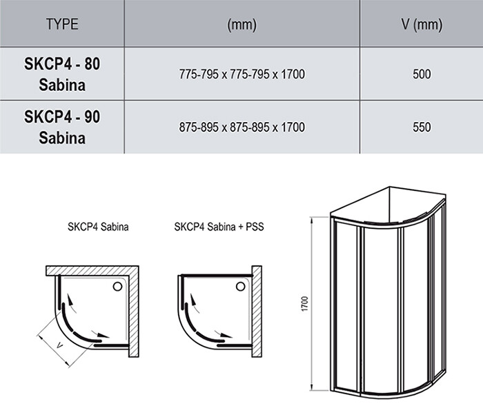 Ravak Supernova SKCP4 Sabina 31177V10011 душевое ограждение 90*90*170