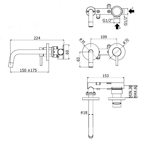 Paffoni Light LIG101HG70 смеситель для раковины золото