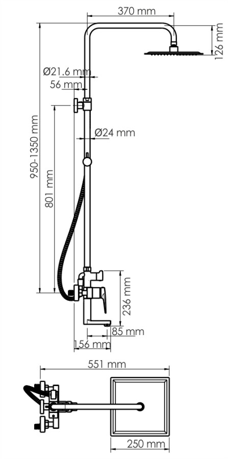 WasserKRAFT A16701 душевая система черный