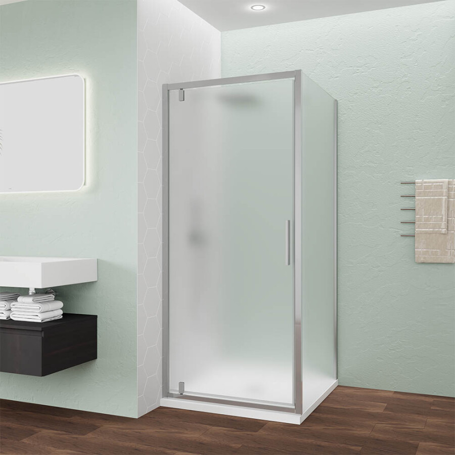 Душевой угол Veconi Ottimo P30SP CH (80×80×190) распашная, профиль хром, стекло матовое OP30CH-SP-8080-07-C9