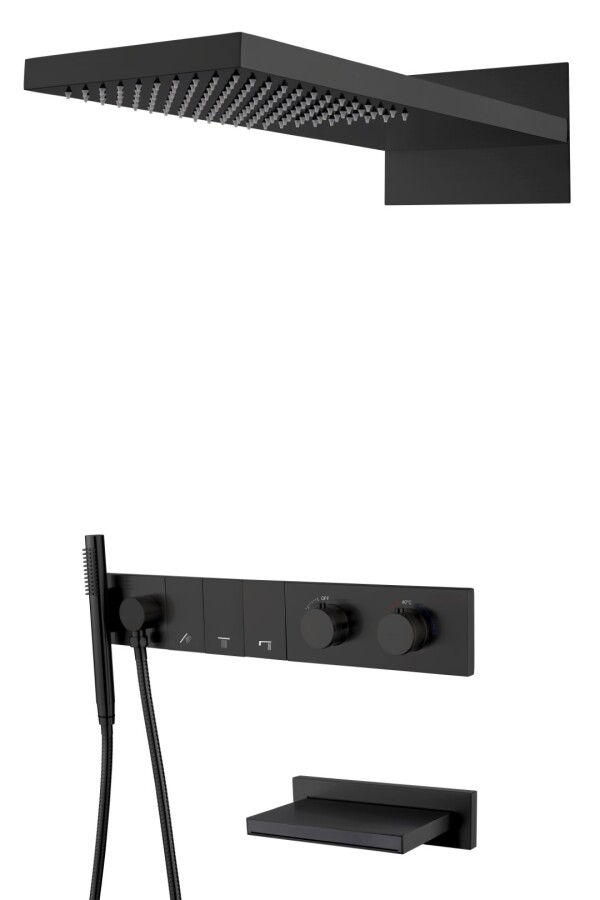 Душевая система трехпозиционная с термостатом и изливом Boheme Zodiac Черный матовый 133-2-B