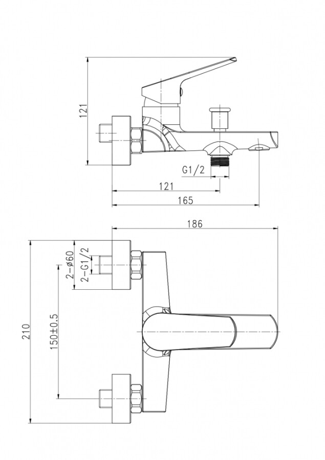 Cersanit Flavis 63035 смеситель для ванны хром