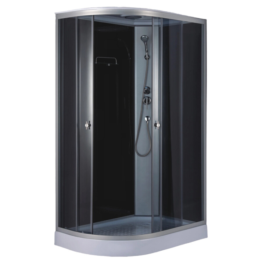 Душевая кабина Loranto 1180х780х2080 правосторонняя, черное заднее стекло, поддон 14 см, тонированное стекло 4 мм, профиль хром матовый CS-877EATM/B-120