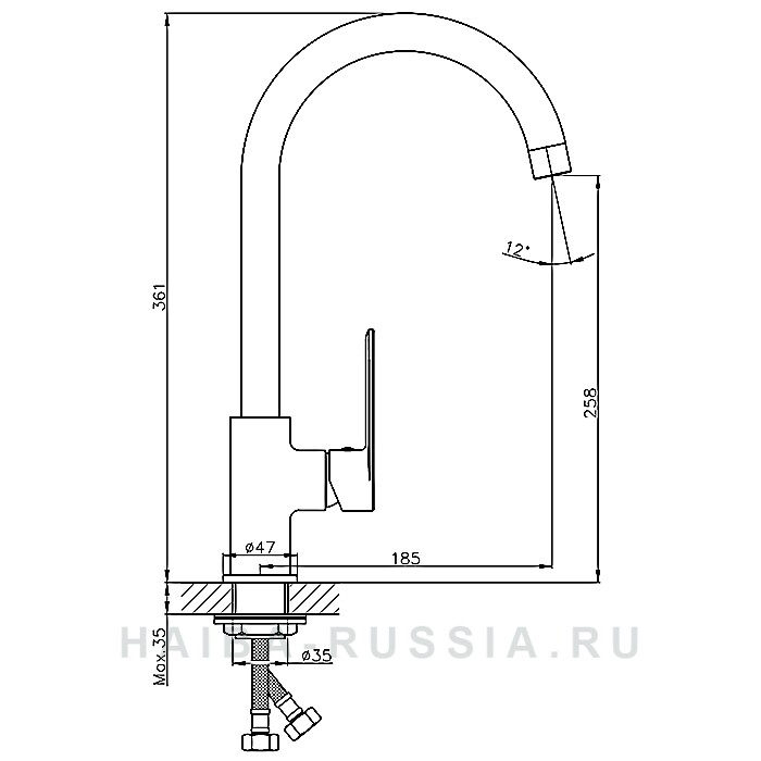Haiba HB70590-7 смеситель для кухни черный