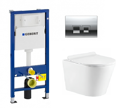 Инсталляция Geberit Duofix Delta 458.149.21.1 с клавишей и унитазом Azario AZ-2001