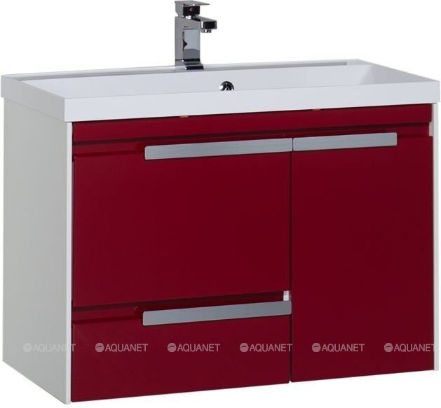 Aquanet Тиволи 90 тумба с раковиной подвесная бордо 00212928