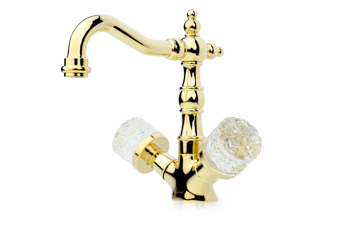 Смеситель для раковины высокий Boheme Crystal Золото 292-CRST