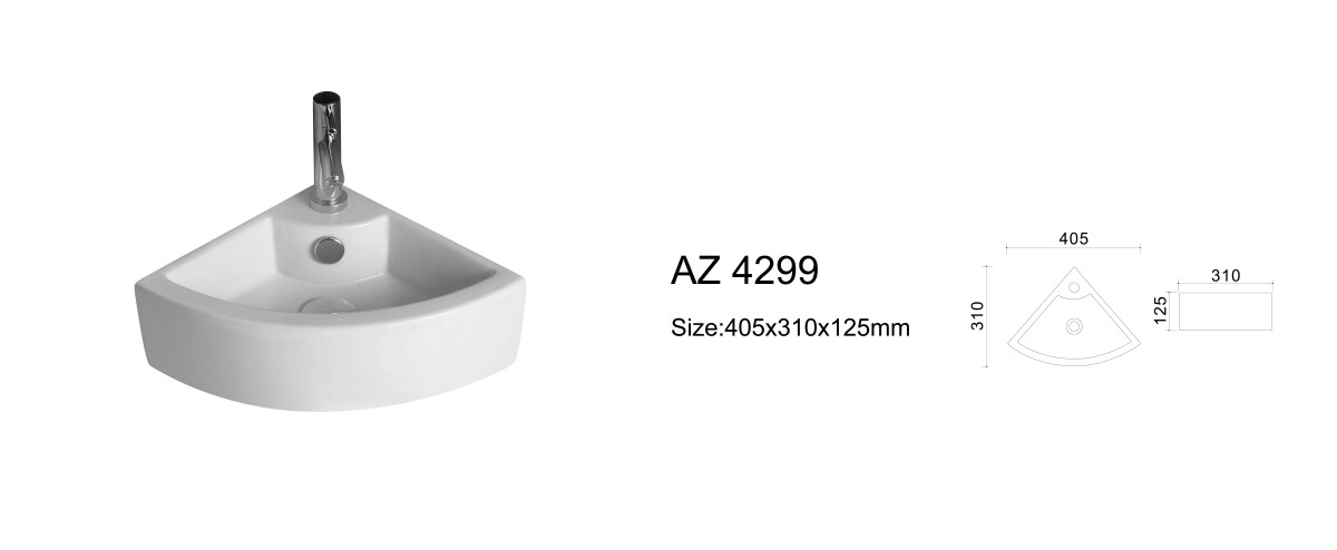 Azario AZ-4299 раковина подвесная 40.5*31*12.5 см