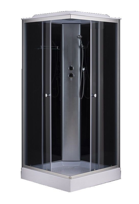 Душевая кабина Loranto CS-6491F 1000х1000х2150 серая, прозрачное стекло 4мм, поддон 13см, профиль сатин CS-6411G,100*100*215