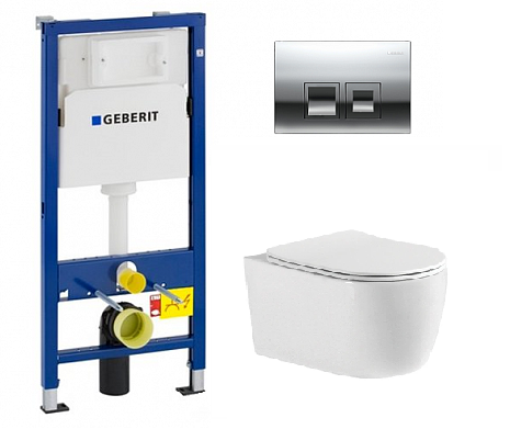 Инсталляция Geberit Duofix Delta 458.149.21.1 с клавишей и унитазом Aquatek AQ1106-00