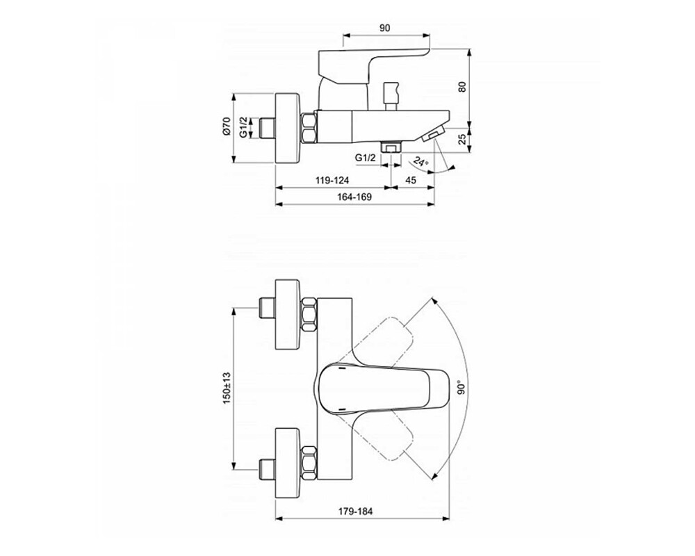 Ideal Standard Ceraplan III B0718AA смеситель для ванны хром
