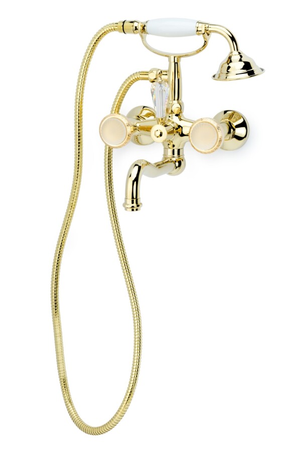 Смеситель для ванны с душевым комплектом Boheme Satine Золото 293-ST