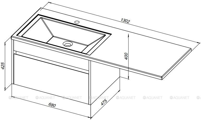 Aquanet Токио 130 L тумба с раковиной подвесная белый 00239217