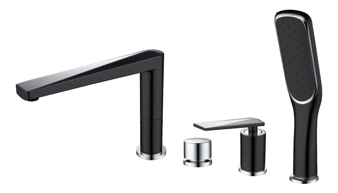 Смеситель врезной на борт ванны Boheme Venturo Черный / Хром 370-B