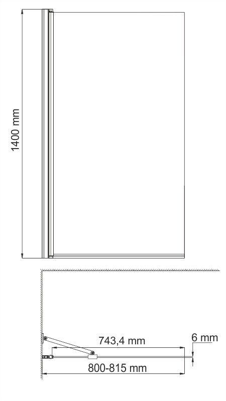 WasserKRAFT Berkel 48P01-80BLACK Fixed 80*140 шторка на ванну