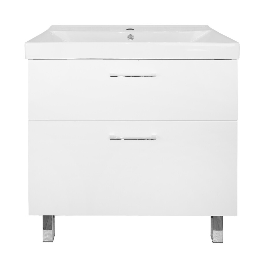 Комплект Тумба Azario Ника 80 Н 815х470х860 напольная, с раковиной Tempo 80, белый глянцевый CS00091370