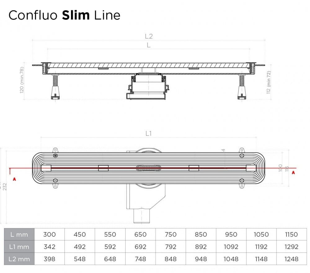 Pestan Confluo Slim Line 550+ 13100026 Душевой лоток 550 мм
