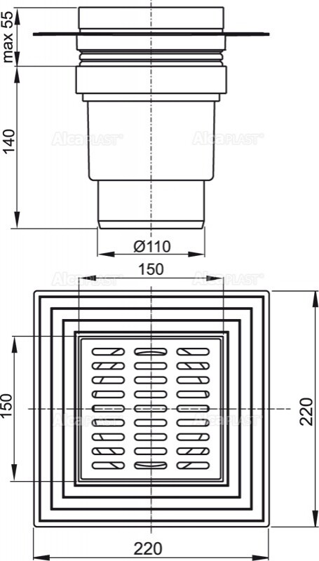 Alca Plast APV13 Душевой трап 150*150 мм