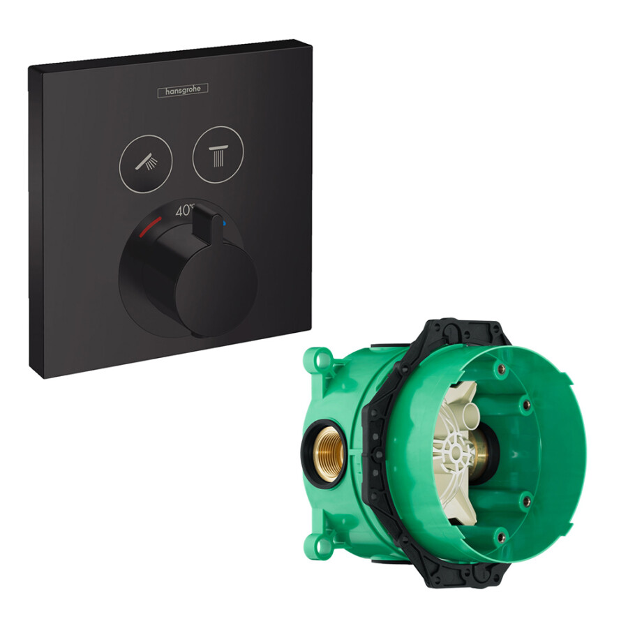 Hansgrohe 15763670S Set HG Select термостатический смеситель для душа (15763670+01800180) матовый черный