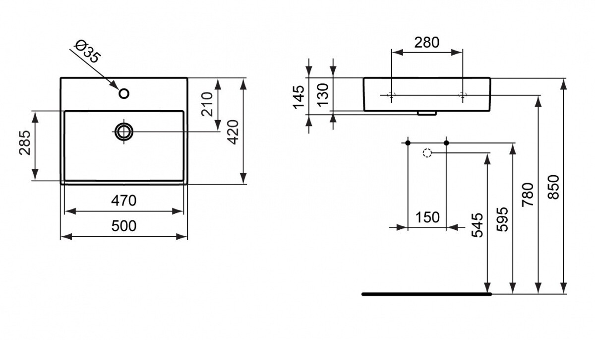 Ideal Standard Strada K077701 умывальник накладной 50 см