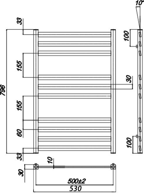 Ravak Degree полотенцесушитель водяной 500*800 X04000083681