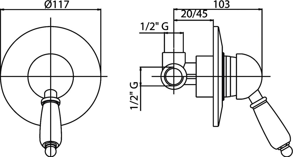 Cezares Vintage DIM-01-Sw-N смеситель для душа хром / черный