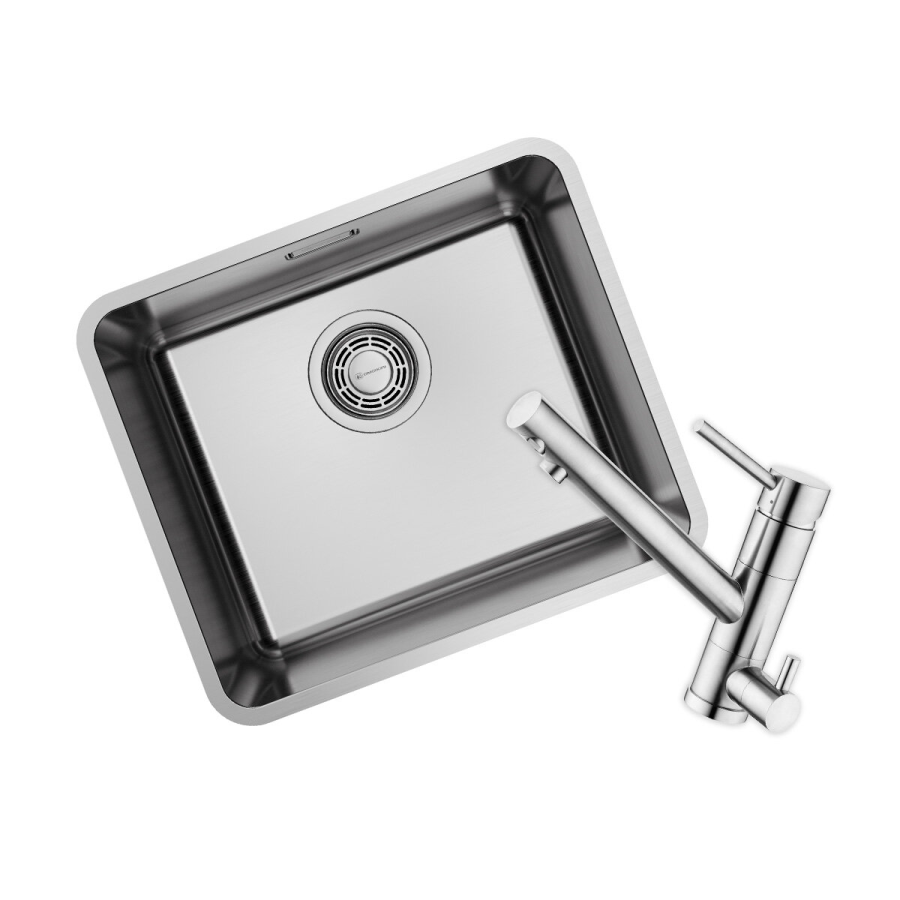 Omoikiri OMI 43-U/I-IN ULTRA MINI + TONAMI-BN комплект мойка кухонная + смеситель 7402.4018