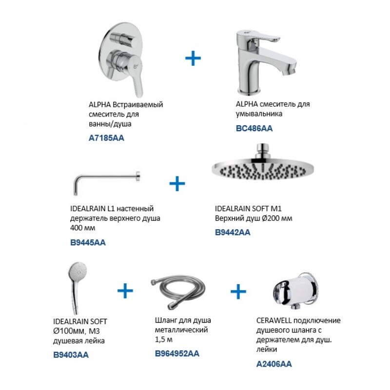 Комплект Ideal Standard BD003AA Alpha 7 в 1