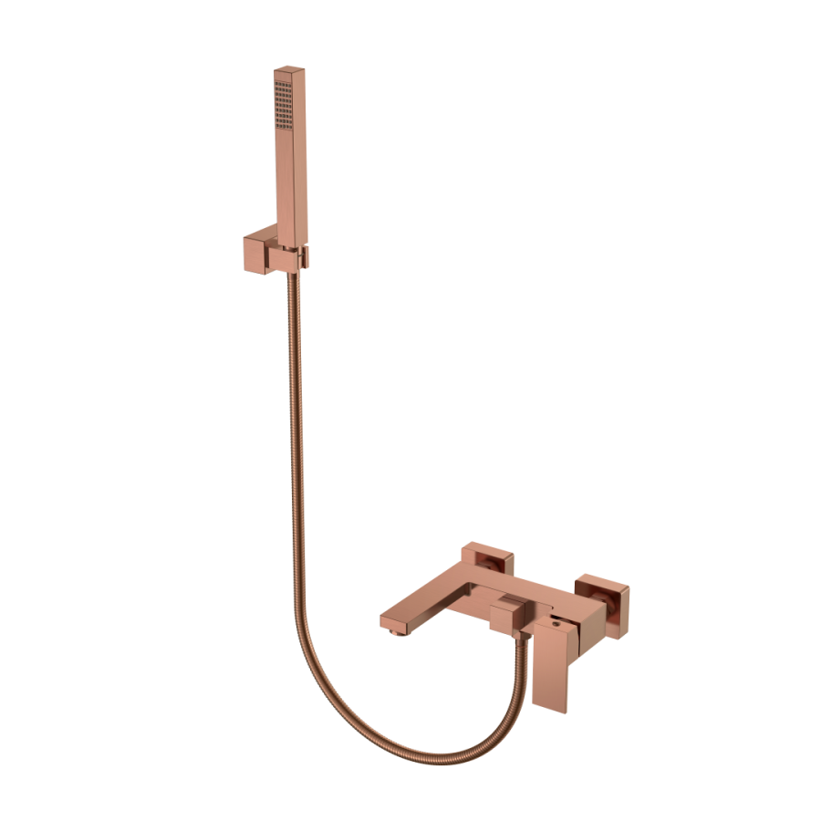 Смеситель для ванны с душевым гарнитуром Boheme Qubic Copper Brushed 473-CB