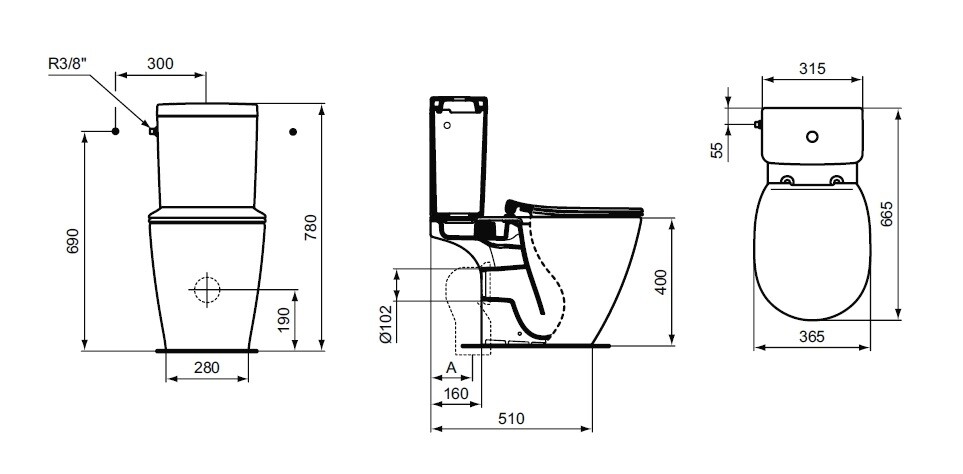 Ideal Standard Connect Arc Aquablade E042901 + E785601 унитаз напольный