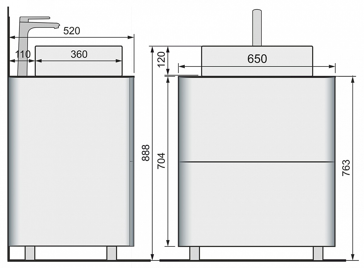 Raval Pure 65 тумба Pur.01.65/N/W с раковиной 805-7050H напольная