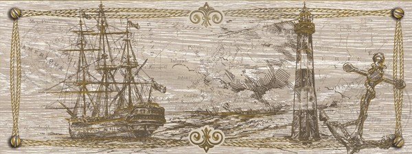 Уралкерамика Regata 15х40 см декор настенный якорь