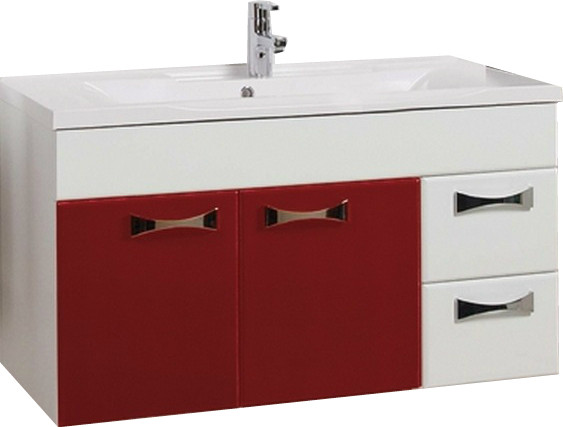 Акватон Диор 80 тумба с раковиной 1A167801DR940 подвесная белая-бордо