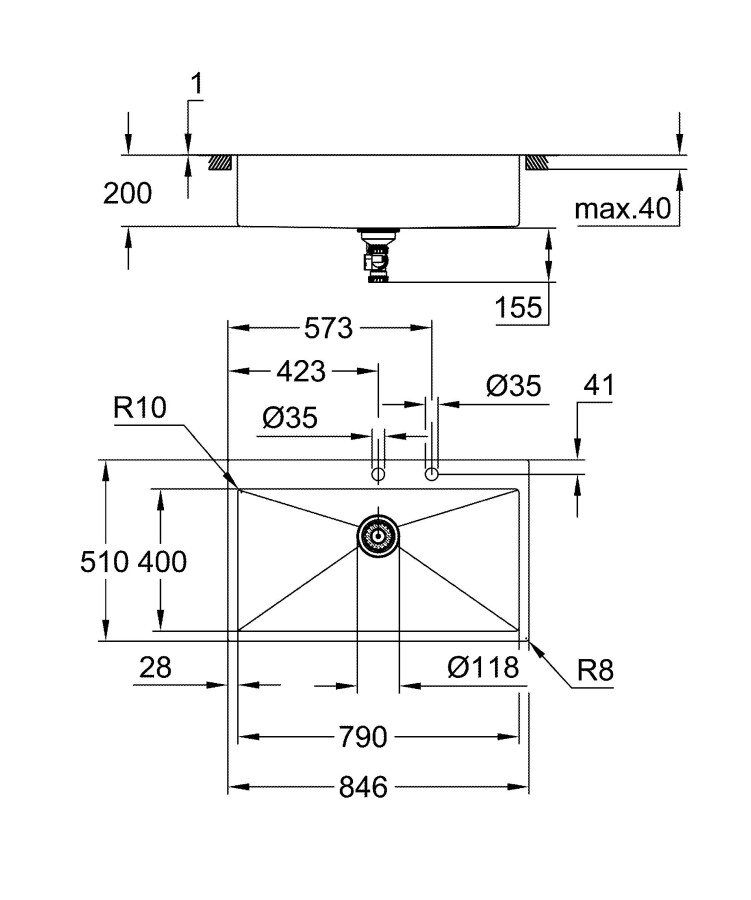 Grohe K800 84*51 31584SD1 мойка кухонная